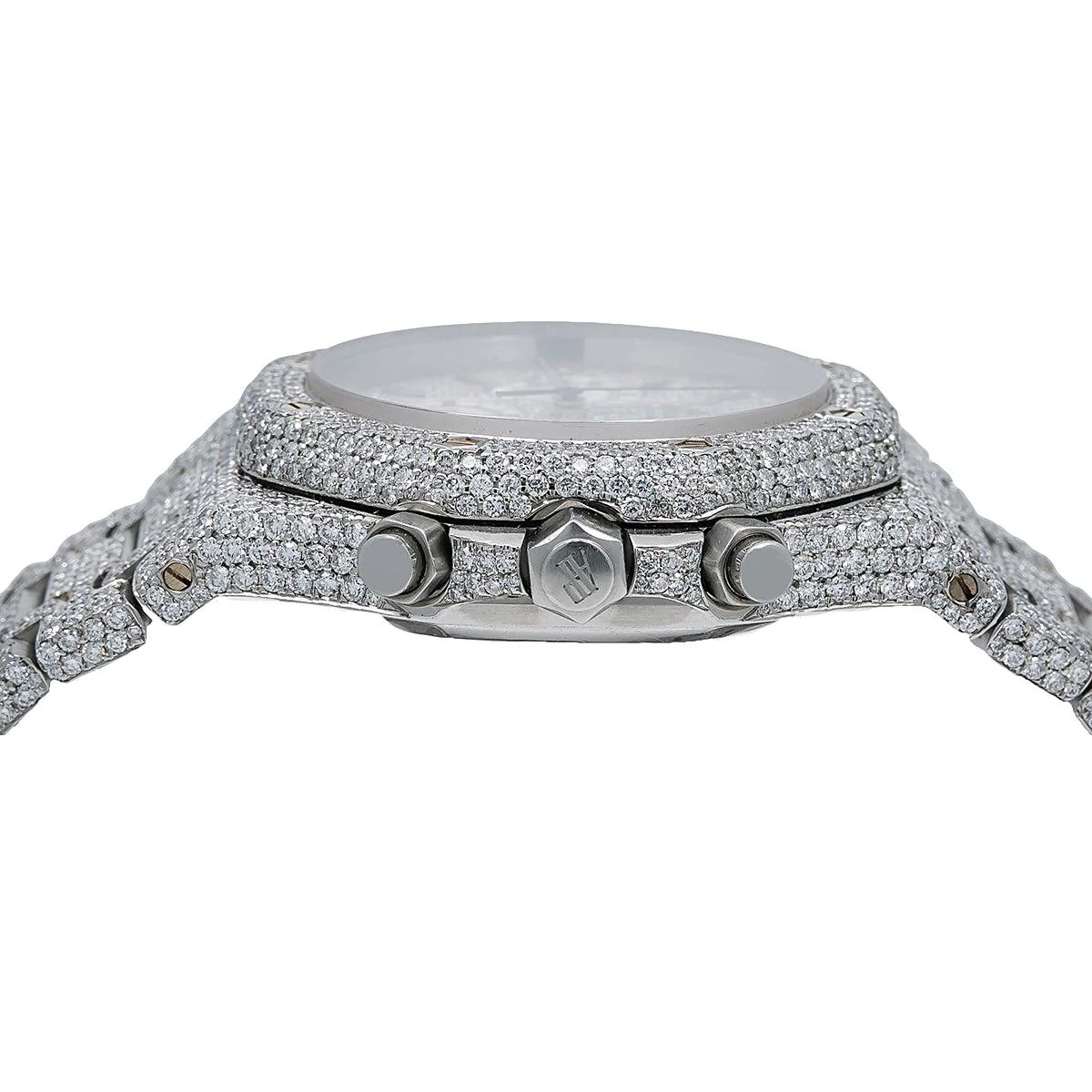 Audemars Piguet Royal Oak Chronograph 39MM 25860ST.OO.1110ST.05 Diamond Paved Dial Custom Aftermarket Stainless Steel Bracelet 23.75ct - Image 4