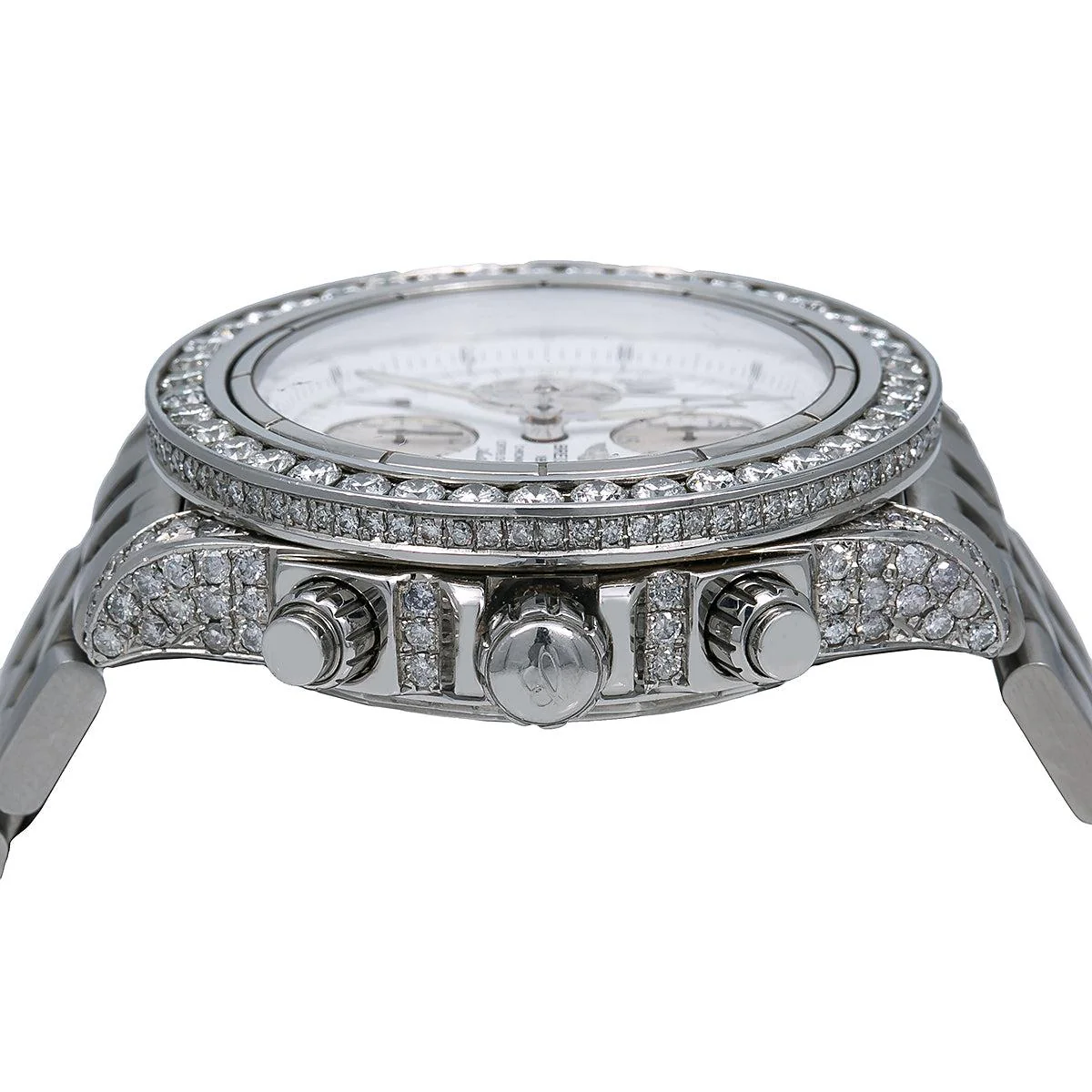 Breitling Chronomat Evolution 44MM A13356 White Roman Dial Diamond Bezel Stainless Steel Bracelet - Image 4