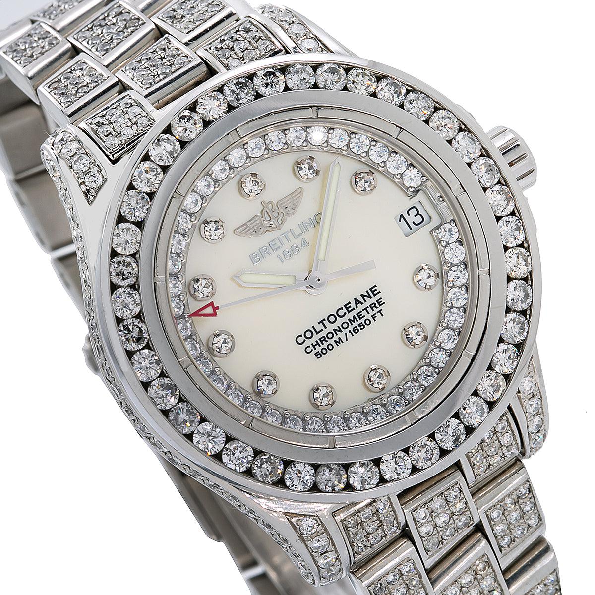 Breitling Colt Oceane 33MM A77380 Mother of Pearl Diamond Dial Diamond Bezel Full Diamond Bracelet 8ct - Image 4