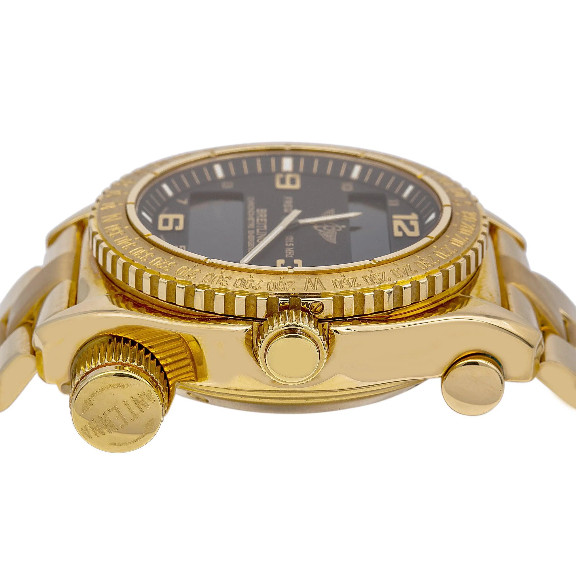 Breitling Emergency Superquartz 43MM K76321 Black Arabic Dial Yellow Gold Bezel 18K Yellow Gold Bracelet - Image 3