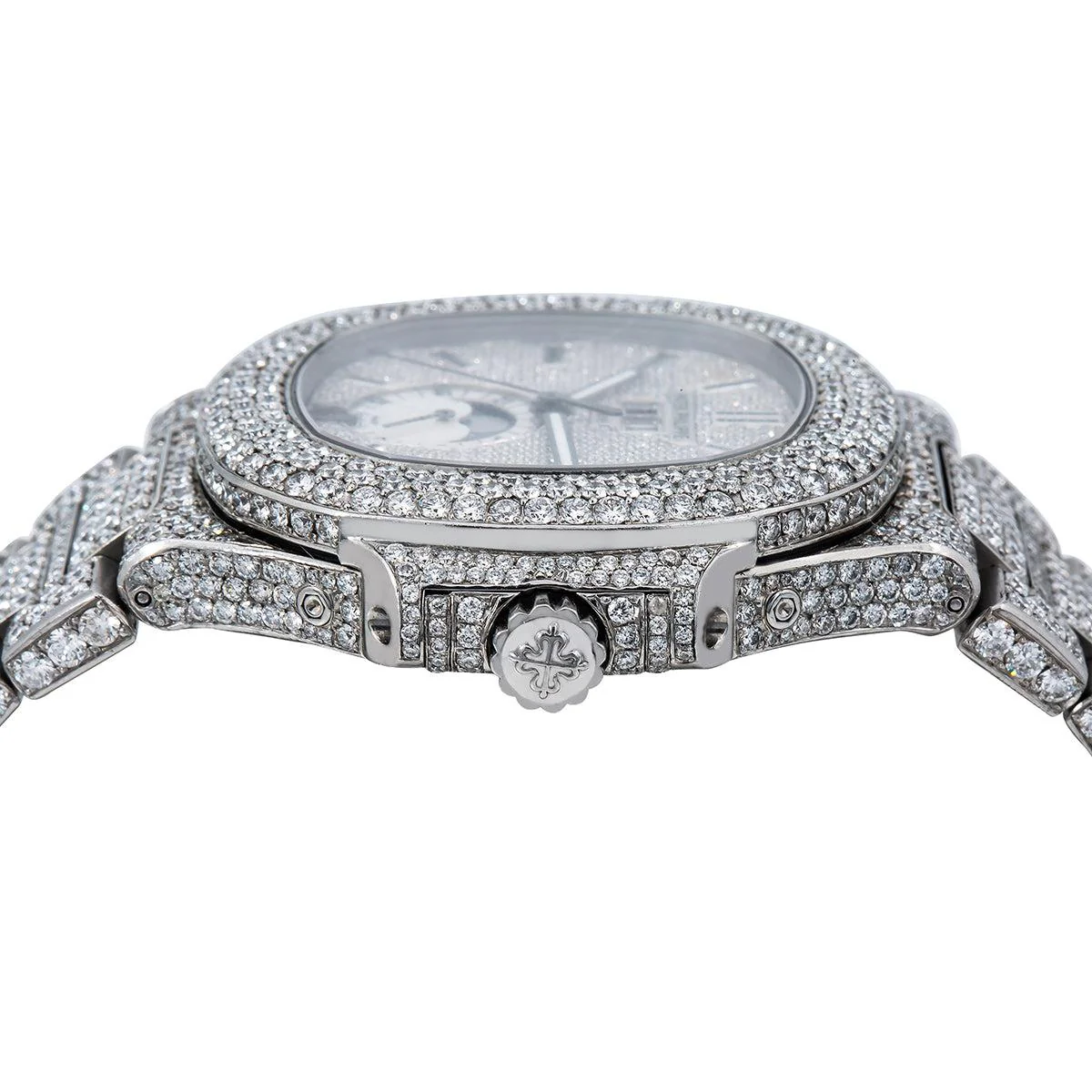 Patek Philippe Nautilus 40.5MM 5726/1A Diamond Paved Dial Diamond Paved Bezel Stainless Steel Full Diamond Bracelet 25.75ct - Image 4