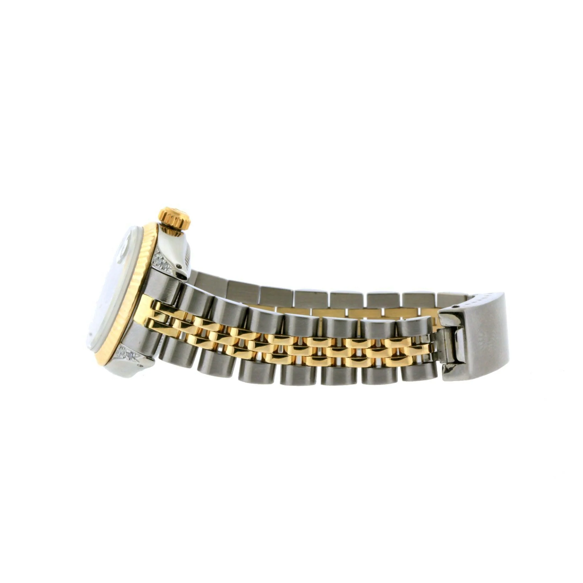 Rolex Datejust 26MM 6917 Champagne Pattern Diamond Dial Fluted Bezel Two Tone Yellow Gold Jubilee Bracelet - Image 3