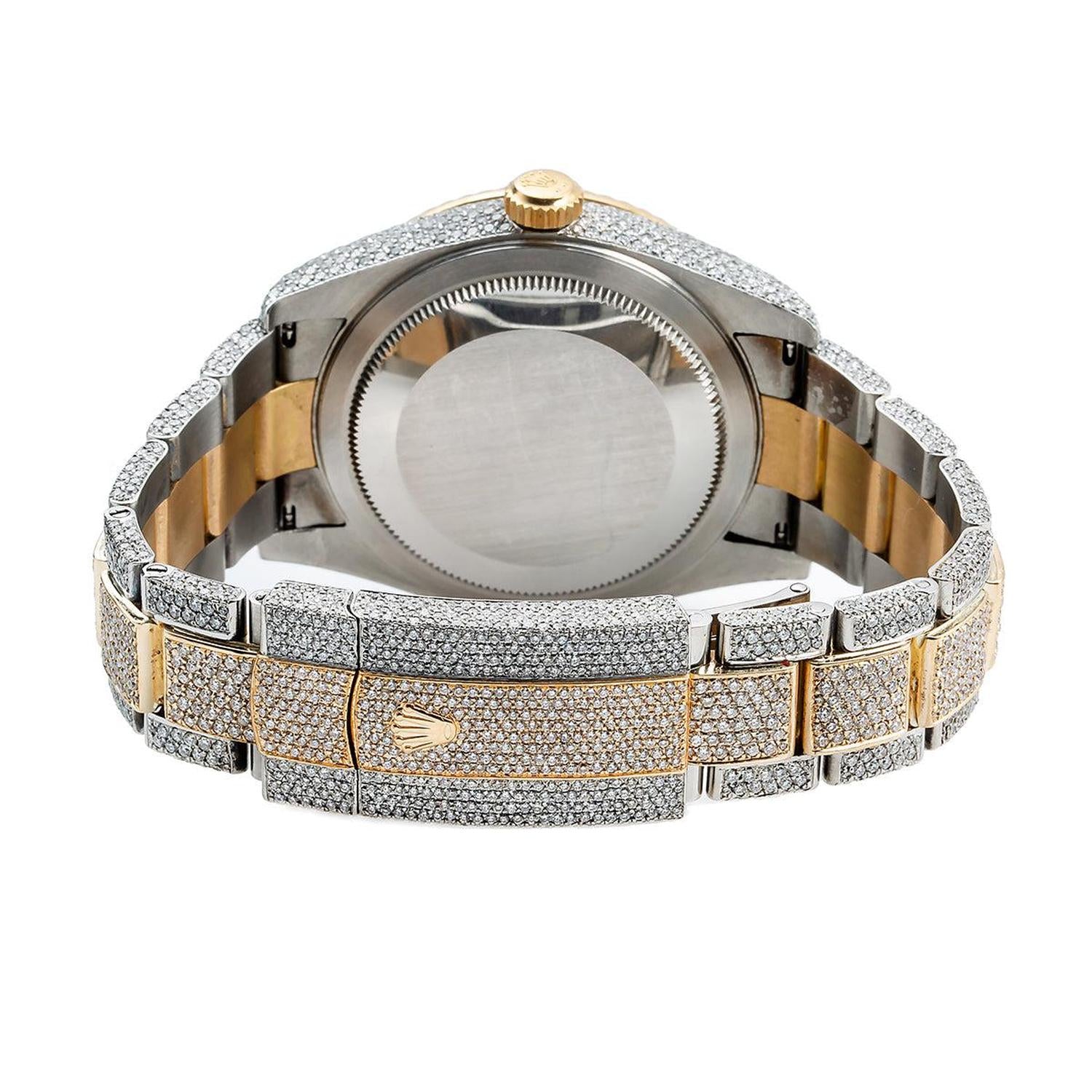 Rolex Sky-Dweller 42MM 326933 Black Dial Fluted Bezel Two Tone Yellow Gold Full Diamond Oyster Bracelet 21.5ct - Image 6