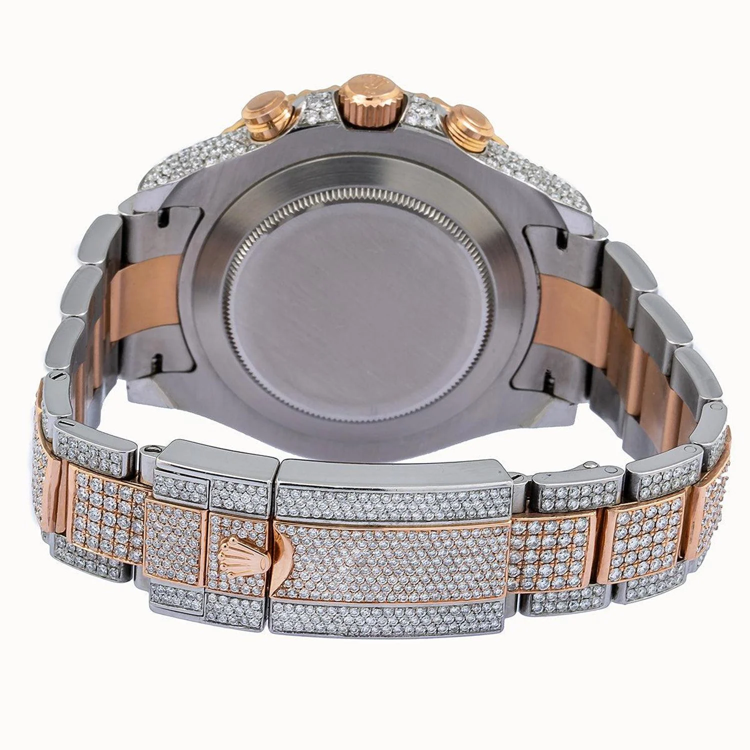 Rolex Yacht-Master II 44MM 116681 White Dial Diamond Bezel Two Tone Rose Gold Full Diamond Oyster Bracelet 17.5ct - Image 5