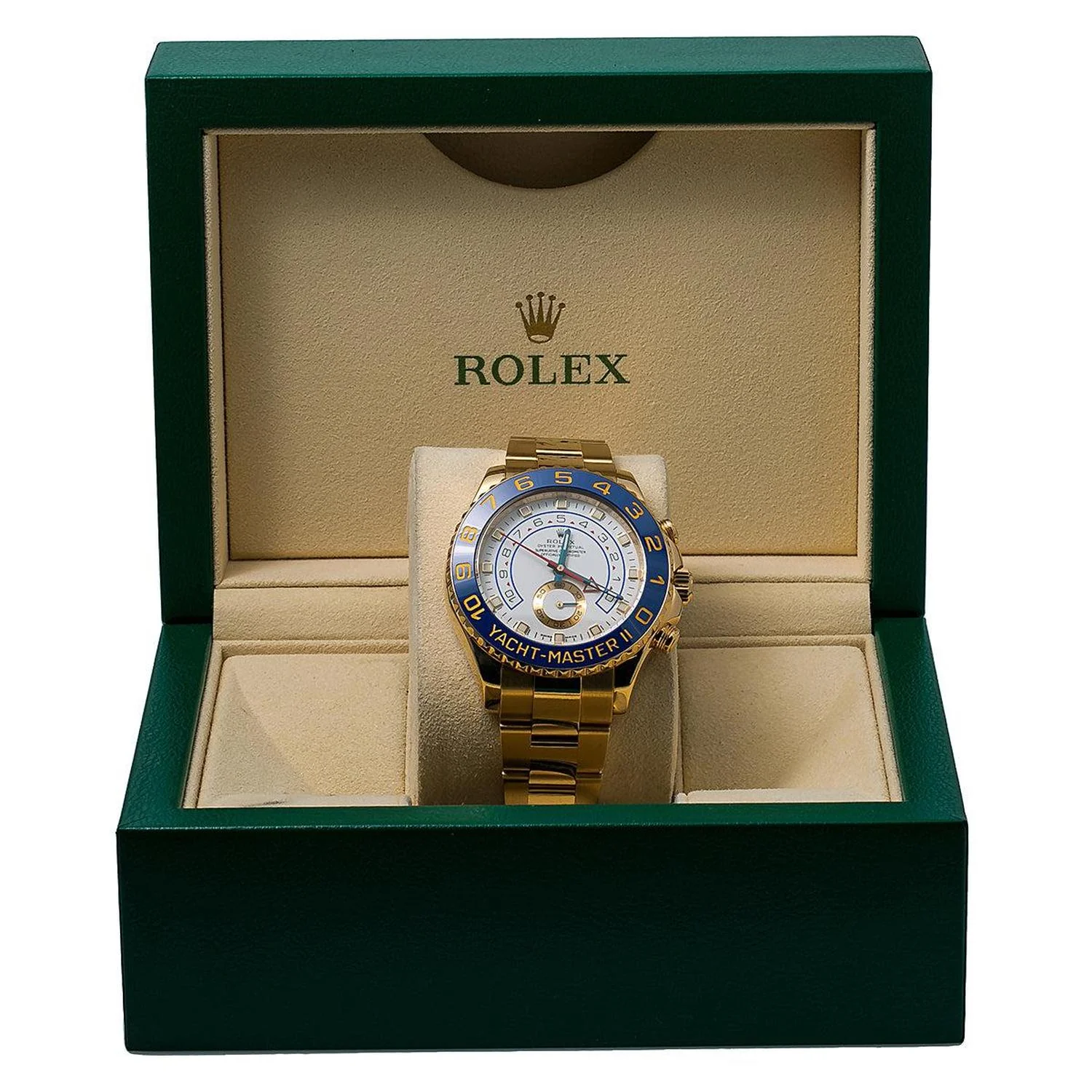 Rolex Yacht-Master II 44MM 116688 White Dial Blue Ceramic Bezel 18K Yellow Gold Oyster Bracelet - Image 6