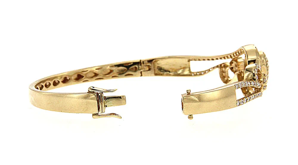 14K GOLD ROUND CUT DIAMONDS HEART BRACELET 2.00 CT - Image 6