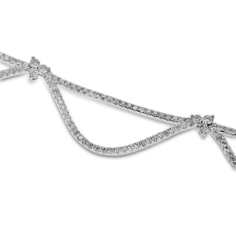 18K White Gold Round Cut Diamond Necklace 2.89CT - Image 3